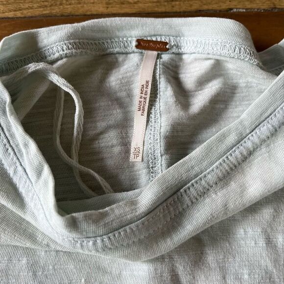 Free People Gray Green Boho Burnout Long Sleeve Top with Lace Sleeves - size X - Picture 3 of 7